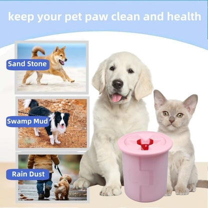 Dog Paw Cleaner Cup Dog Paw Foot Cleaner Paw Washer Portable Foot Cleaner Cup for Pet Cat-Small Pink