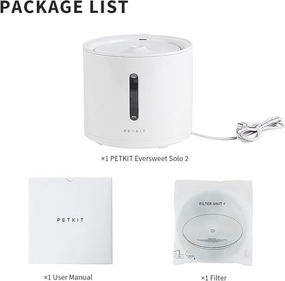 PETKIT EVERSWEET Solo 2 Cat Water Fountain with Pump, Ultra Quiet 70oz/2L Pet Water Fountain for Cats and Dogs Inside, 3 Working Modes, Visualization Window, (App Control)