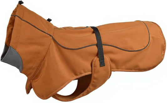 Softshell Dog Coat for Winter Walks and Hiking, Windproof and Water-Repellent Jacket with Harness Opening and Reflective Strips, Ideal Stocking Stuffer for Active Dogs (Aurantium, X-Large)