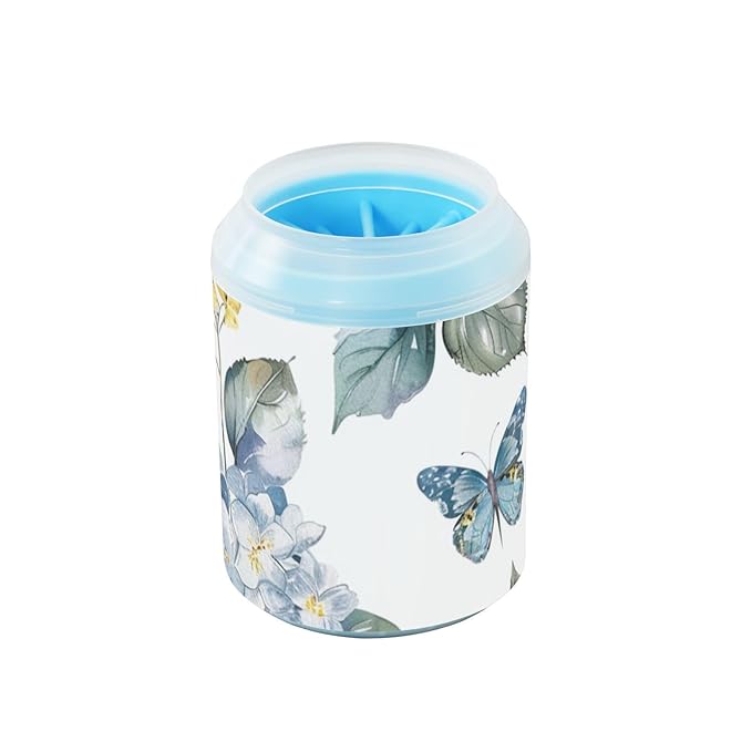 Dog Paw Cleaner Mudbuster Dog Foot Washer for Small Medium Large Dogs Cats Premium Pet Supplies Blue Hydrangea Butterfly