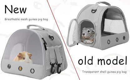 Guinea Pig Carrier Backpack, Clear Bubble Window Backpack for Guinea Pig, Bunny Rat Bird (Grey, Upgraded Mesh)