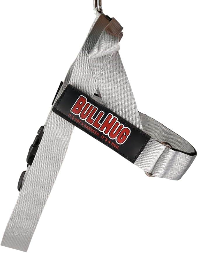 BULLHUG Adjustable Dog Harness– No Pull, No Choke – for English Bulldogs, French Bulldogs, Pugs & Broad-Chested Breeds – Easy, Safe Walks (Silver, Medium)