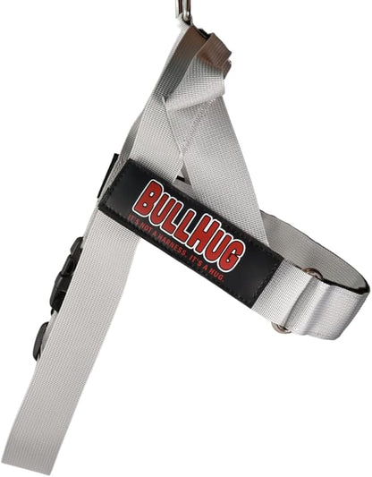 BULLHUG Adjustable Dog Harness– No Pull, No Choke – for English Bulldogs, French Bulldogs, Pugs & Broad-Chested Breeds – Easy, Safe Walks (Silver, Medium)