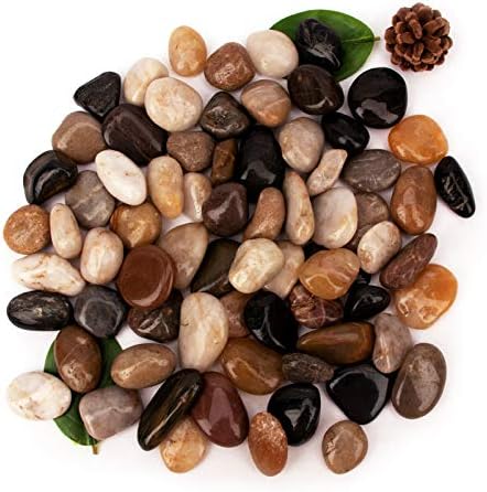 18 Pounds Pebbles Aquarium Gravel River Rock, Natural Polished Decorative Gravel, Polished Pebbles,Garden Ornamental River Pebbles Rocks, Mixed Color Stones for Landscaping Vase Fillers (18.3)