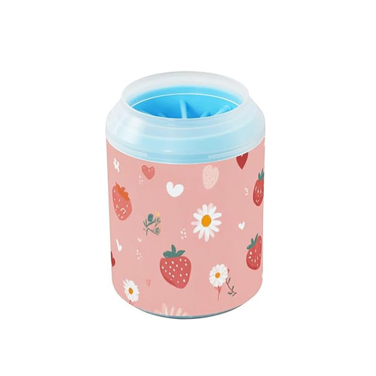 Dog Paw Cleaner Mudbuster Dog Foot Washer for Small Medium Large Dogs Cats Premium Pet Supplies Pastel Pink Daisy Strawberry Hearts