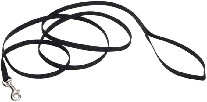 Coastal Pet Single-Ply Dog Leash - Sturdy Pet Leash - Comfortable & Stylish - Resists Fraying - Vibrant & Fade-Resistant Color - Black, 3/8" x 6'