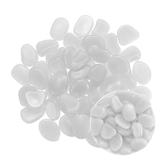 20-Pack Glow in The Dark Rocks, 1.77" Resin Outdoor Garden Decorations Luminous Pebbles Stones for Garden Plants/Aquarium/Backyard Path, Aquarium Gravel [White]