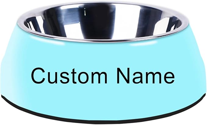 Personalized Stainless Steel Dog & Cat Food/Water Bowls – Custom Pet Name, Non-Slip, Easy Clean Feeding Dishes with Separate Plates(Blue)