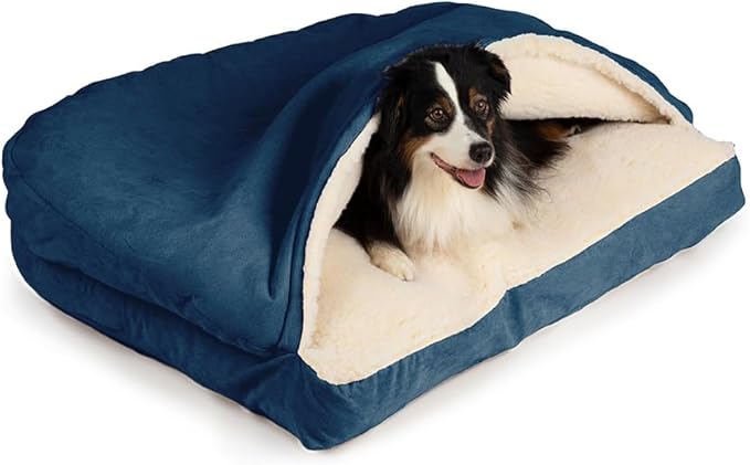 Snoozer Pet Products Luxury Rectangle Cozy Cave Dog Bed with Microsuede, Small, Sapphire
