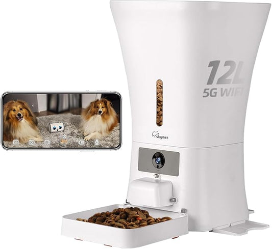 12L 5G WiFi Aautomatic Dog Feeder Large Breed & Automatic cat feeders 1080P Full HD Pet Camera Treat Dispenser Food Dispenser