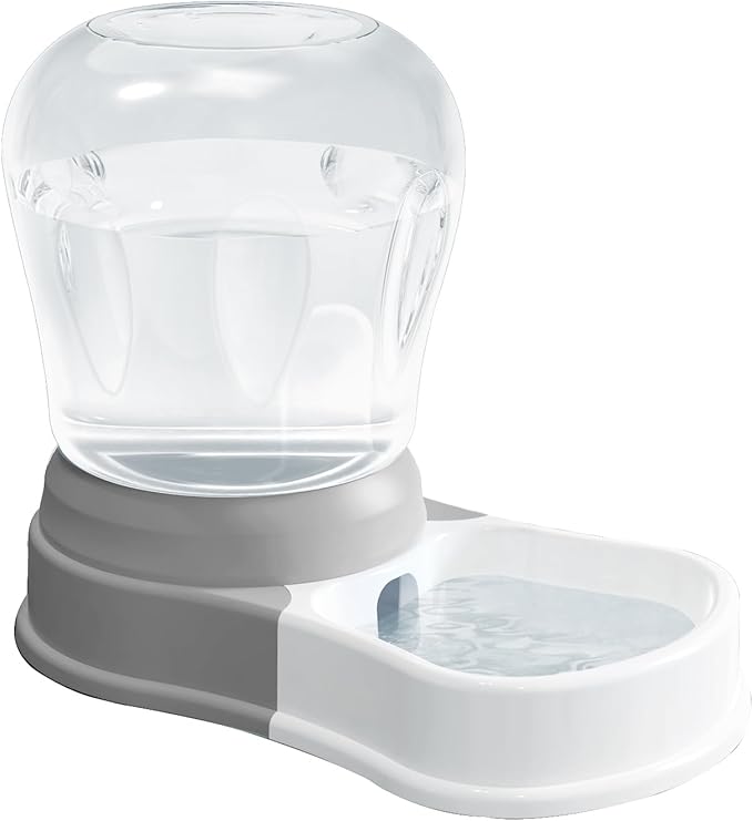 STALTWO 1 Gallon Automatic Dog Water Bowl Dispenser,Large Capacity Water Feeder for Cats and Dogs, BPA-Free,1 Gallon Grey
