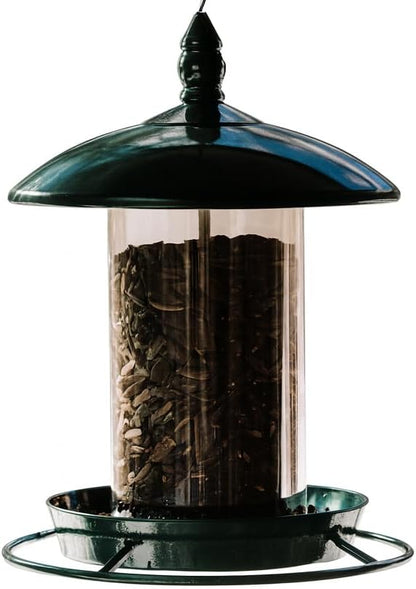 Metal Bird Feeder for Outside Hanging,Wild Bird Feeders for Cardinal, Large Roof and Tray - 6 Port