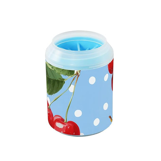 Dog Paw Cleaner Mudbuster Dog Foot Washer for Small Medium Large Dogs Cats Premium Pet Supplies Light Blue Dots Red Cherry
