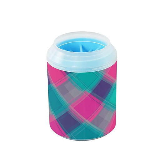 Dog Paw Cleaner Mudbuster Dog Foot Washer for Small Medium Large Dogs Cats Premium Pet Supplies Teal Plaid Pink Blue