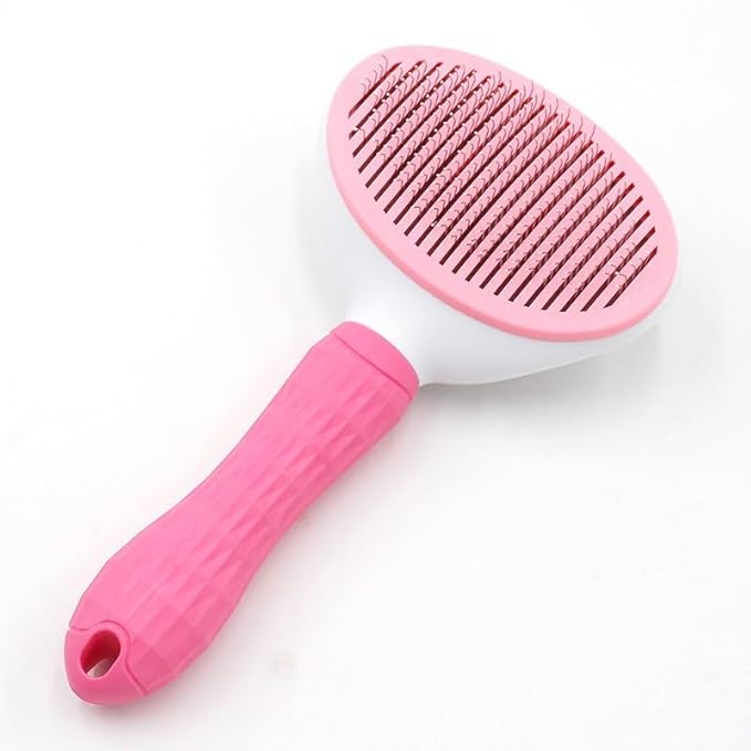 Self-Cleaning Pet Grooming Brush – Stainless Steel Slicker Brush for Dogs, Cats, Rabbits & Small Pets – Ideal for Shedding, Tangles, and Mats – Perfect for Short & Long Hair Breeds by (Pink)