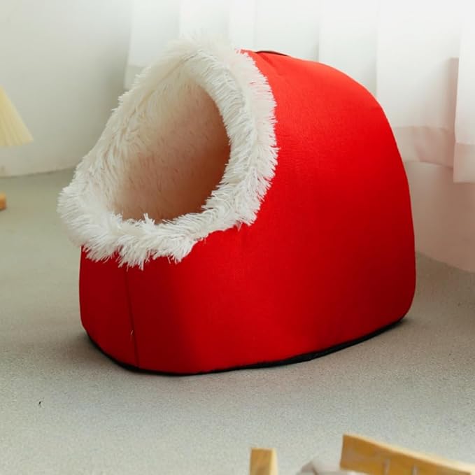 WinterWarmPet CaveBed, Warm Enclosed Pet Bed, Portable Cold-Proof Cozy Cat House Comfortable Anxiety-Relief Pillow Bed (Green, Medium)