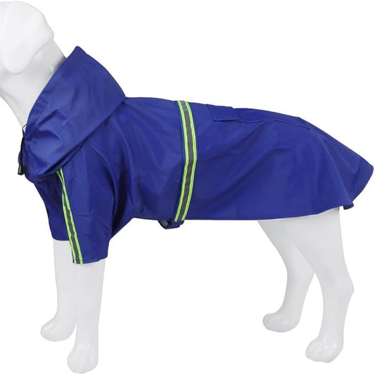 Pet Dog Raincoat Waterproof Reflective Lightweight with Adjustable Hood for Small Medium Large Dogs (Blue,S)
