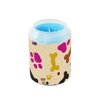 Dog Paw Cleaner Cups for Dogs Pet Foot Washer Paw Scrubber for Medium Small Dogs Cats Cleaning Cup Yellow Cute Paw Prints and Bones