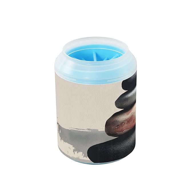 Dog Paw Cleaner Washer Cup Stones Print for Muddy Pet Foot 1 Pack