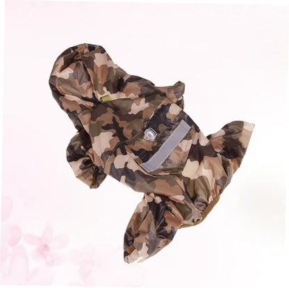 Kisangel Dog Raincoat with Hood Lightweight Breathable Small Pet Rain Slicker Reflective Camouflage Design for Puppies and Cats
