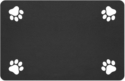 Pet Feeding Mat-Absorbent Pet Placemat for Food and Water Bowl, with Waterproof Rubber Backing, Quick Dry Water Dispenser Mat for Dog and Cat (24"x16", Black)