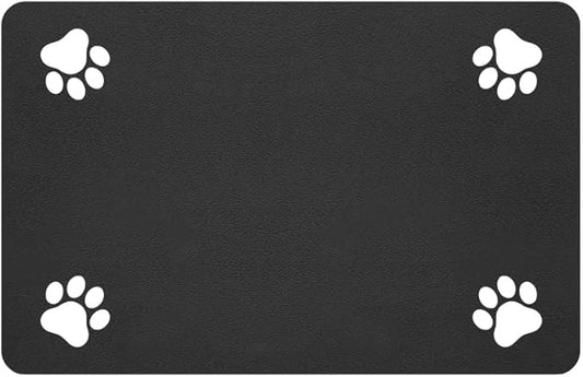 Pet Feeding Mat-Absorbent Pet Placemat for Food and Water Bowl, with Waterproof Rubber Backing, Quick Dry Water Dispenser Mat for Dog and Cat (24"x16", Black)
