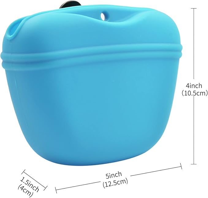 AUDWUD Silicone Dog Treat Pouch,with Training Clicker,Clip on Portable Train Container,Convenient Magnetic Buckle Closing