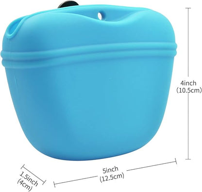 AUDWUD Silicone Dog Treat Pouch,with Training Clicker,Clip on Portable Train Container,Convenient Magnetic Buckle Closing