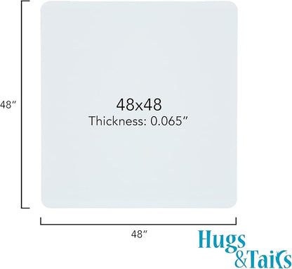 Under Pet Cage Mat for Bird Cages, Reptile Aquariums, Dog Kennels, Water-Resistant Pad for Hard Floors and Surfaces, 48 Inches x 48 Inches, Clear