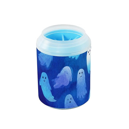 Dog Paw Cleaner Mudbuster Dog Foot Washer for Small Medium Large Dogs Cats Premium Pet Supplies Watercolor Halloween Ghost Blue
