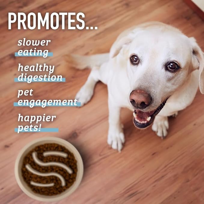 Leash Boss 2-Pack Slow Feeder Dog Bowls - 2 Cup, Puzzle Dog Food Bowl with Stainless Steal Bowl, Fits into Elevated Pet Feeders, Slow Eating for Large, Medium & Small Sized Breeds, White