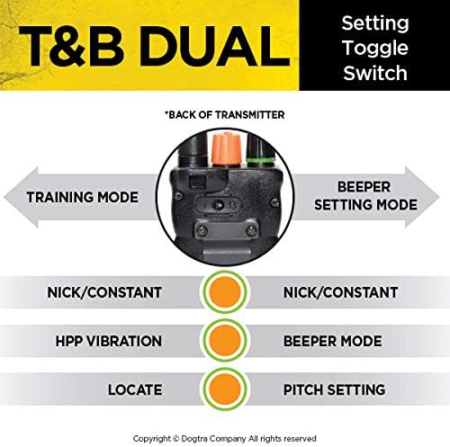 Dogtra T&B Dual Dial 1-Dog Remote Training and Beeper Collar - 1.5-Mile-Long Range, Sports Upland Hunting, Fully Waterproof, Rechargeable, Static, Locate - Includes PetsTEK Trainer Clicker