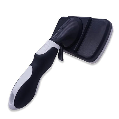 Dog brush Dog Grooming Kit 3PS： self-cleaning slicker brush dog Deshedding Tool&TPR Dog Bath Brush for dogs cats horse Home Travel (white)