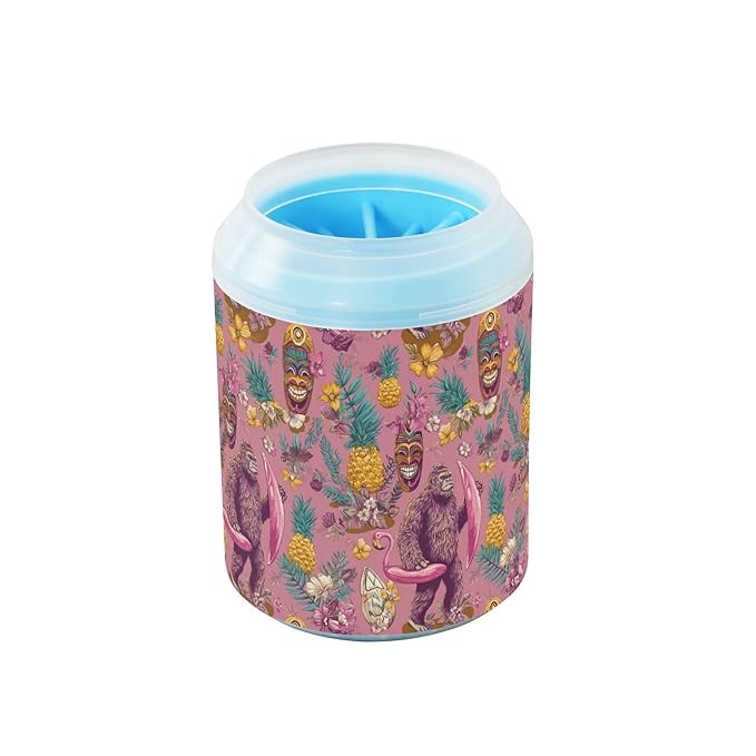 Dog Paw Cleaner Cups for Dogs Pets Foot Washer Paw Scrubber for Medium Small Cats Dogs Cleaning Cup Pink Tropical Pineapple Animal Flamingo Palm Leaves