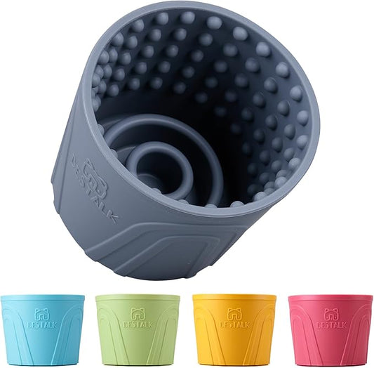 Dog Lick Bowl, Bestalk Anxiety Relief Slow Feeder Dog Lick Mat Treat Dispenser, Non-Slip Licking Bowl Enrichment Toys for Small Medium and Large Breed Dogs, BPA Free Silicone(Grey,S)