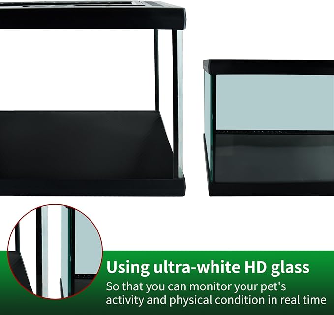 waazoorep Reptile Glass Terrarium Tank 12 * 12 * 8" Full View with Top Ventilation, Amphibians Box Habitat Enclosure Cage for Frog,Spiders,Dubia Cockroach,Praying Mantis,Cricket,Tarantula,Hermit Crab