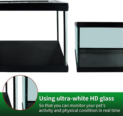 waazoorep Reptile Glass Terrarium Tank 12 * 12 * 8" Full View with Top Ventilation, Amphibians Box Habitat Enclosure Cage for Frog,Spiders,Dubia Cockroach,Praying Mantis,Cricket,Tarantula,Hermit Crab