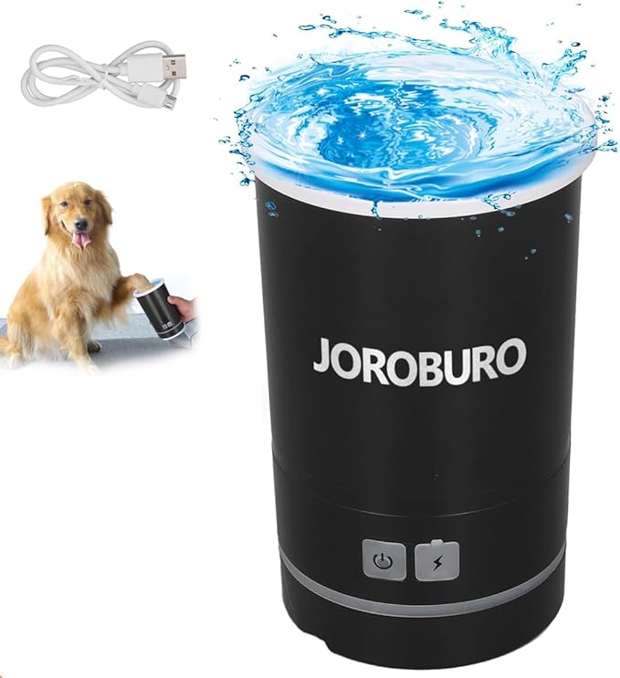 Automatic Dog Paw Cleaner, Rechargeable Electric Muddy Paw Washer, Portable Pet Paw Cleaner Cup with Soft Silicone Brush, Dog Foot Cleaning Machine for Small to Medium Dogs Grooming