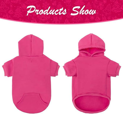 KOOLTAIL Basic Dog Hoodie - Soft & Warm Dog Hoodie Sweater with Leash Hole and Pocket, Dog Winter Coat, Cold Weather Clothes Sweatshirt for Small Medium Large Dogs Puppy Cat Boys Girls Deep Pink XXL