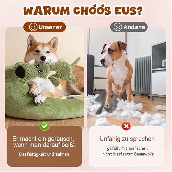 2026 New Dog Toys,Indestructible Plush Dogs Toy for Aggressive Chewers,Squeaky Durable Chew Toy for Indoor Pups Teething, Stuffed Toys for Small Medium Large Dogs (A-Grey)