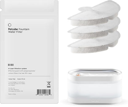 Petcube Water Fountain Replacement Filters, 3 Pack for Ceramic and Stainless Steel Pet Water Fountain