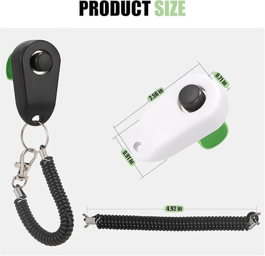BARKIE Dog Training Clicker with Finger Ring and Wrist Strap 2 Pack, Multi-Carry Dog Clicker for Behavior Aids, Puppy Essentials & Pet Supplies for Dog Training and Walking(Black & White)
