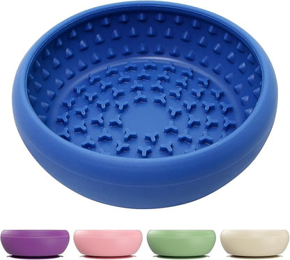 Dog Lick Bowl, BPA-Free Silicone Slow Feeder Lick Mat for Small and Medium Dogs, Non-Slip & Dishwasher Safe (Dark Blue,L)