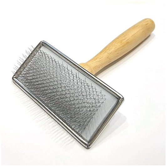 Pet Slicker Brush for Large Dogs, Wooden Handle, Gently Remove Tangled and Mats Hair, Pet Grooming Brush Tool, Sheepskin Wool Carders (3.85")