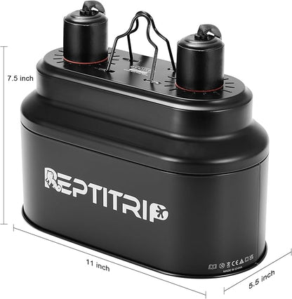 Dual Reptile Light Fixture with 100W Daytime Heat & UVB 10.0 Reptile Bulb, 2 Independent Switches, Reptile UVA UVB Heat Combo Pack