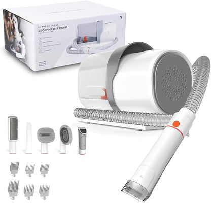 Sharper Image Professional Pet Grooming Vacuum Kit, 5-in-1 Dog Grooming Clippers with Low Noise Trimmer, 2.5L Large Dust Cup, 3 Suction Modes & 5 Grooming Tools for Dogs, Cats and Small Pets