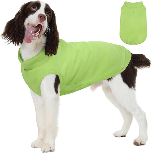 FUAMEY Dog Fleece Vest for Large Dogs,Warm Stretchy Dog Sweatshirts Pullover with Leash Hole Dogs Sweater Soft Pet Turtleneck Cozy Pet Vest Lightweight Sleeveless Green XXL