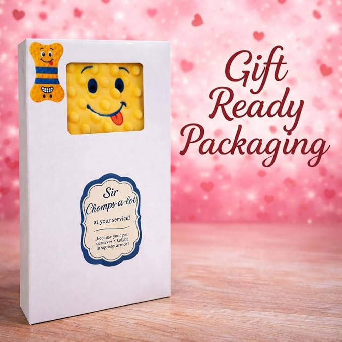 Crinkle Dog Toy – No Stuffing Dog Toy with a big Squeaker for Small,Medium & Large Breeds–Squeaky Toy - Ideal for Energetic Shaking,Fetch and Toothing–Durable Soft Pet-Safe Materials-Yellow Bone 12.2”