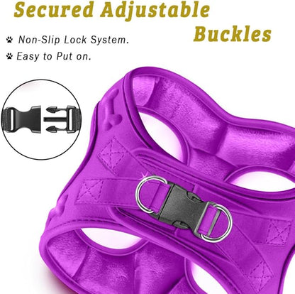 Comfort fit Step-in Dog & Puppy Harness - Comfortable All Weather Dog Vest Harness: Adjustable, Soft Padded, Easy to Put-on for Small, Medium-Sized Dogs (Velvet Plush)