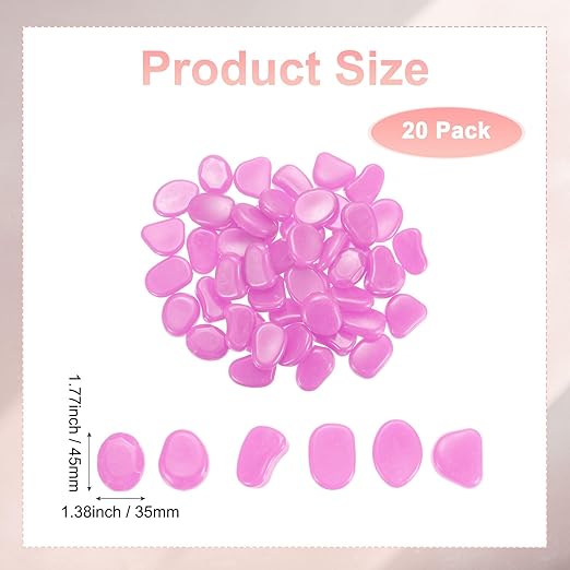 20-Pack Glow in The Dark Rocks, 1.77" Resin Outdoor Garden Decorations Luminous Pebbles Stones for Garden Plants/Aquarium/Backyard Path, Aquarium Gravel [Light Purple]